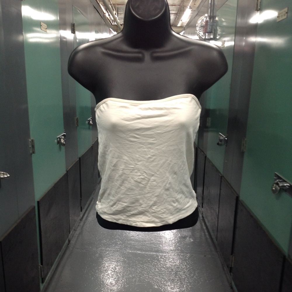 EXPRESS CREAM BUILT IN BRA STRAPLESS TUBE TOP SZ M